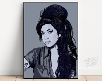 Amy Winehouse portrait, black & white