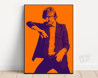 Jarvis Cocker portrait in Orange, Pulp band