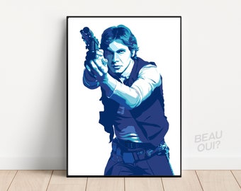 Han Solo blue portrait, Star Wars, Harrison Ford