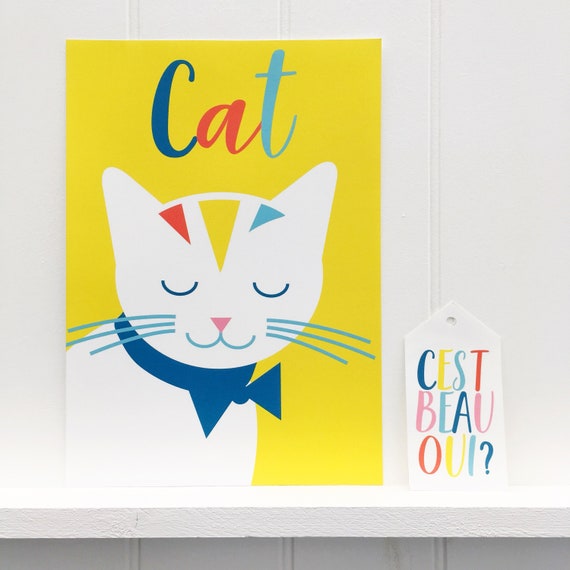 Cute Animal Wall Decor 8 X 10 Inches Unframed Cat In Glasses Poster Ginger Kitten Geeky