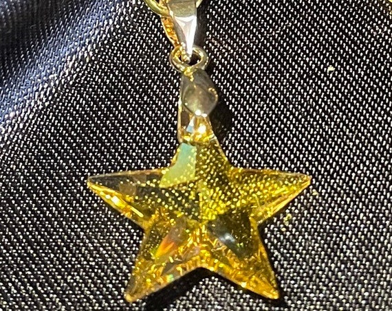 Swarovski Vintage Yellow Golf Crystal Star Shape Stone Pendant - Etsy