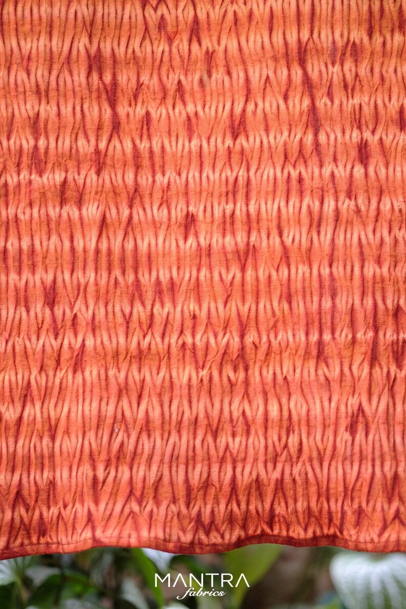 RB009 Natural Saffron Red Dyed Shibori Fabrics Etsy