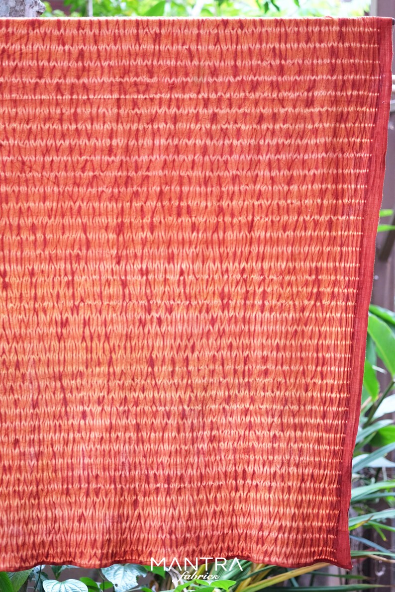 RB009 Natural Saffron Red Dyed Shibori Fabrics Etsy