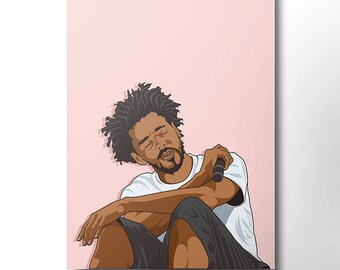 J Cole Canvas / wall art / wall decor / rap canvas / hip hop / rap artist / dope art / music canvas / rapper / home decor