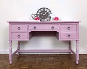Pale Pink and White Dressing Table by Jaycee Furniture, Ladies Writing Desk or Dressing Table