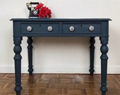 Dark Blue Ladies Writing Desk Dressing Table, Ladies Antique Writing Desk or Dressing Table