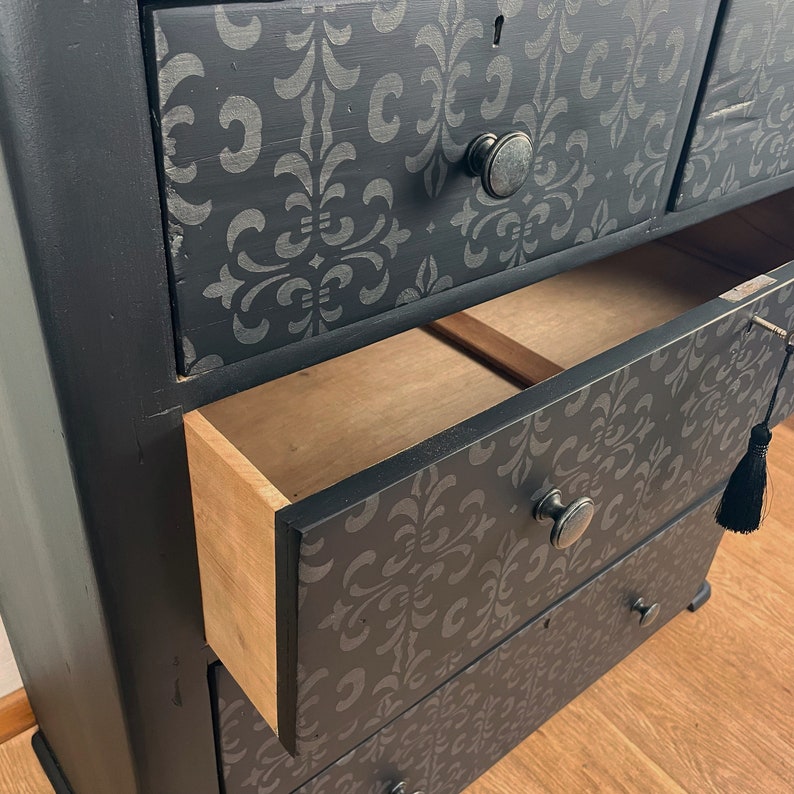 Large Five Drawer Vintage Chest of Drawers in Black Etsy UK