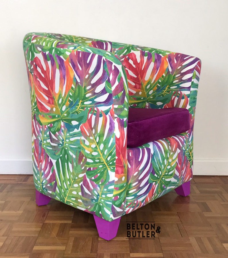 Tropical Print Multicoloured Tub Chair Multicoloured living Etsy