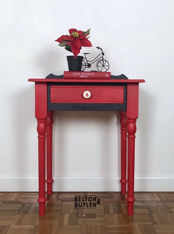 Red And Black Small Chest Of Drawers Hand Painted Red Drawers Etsy