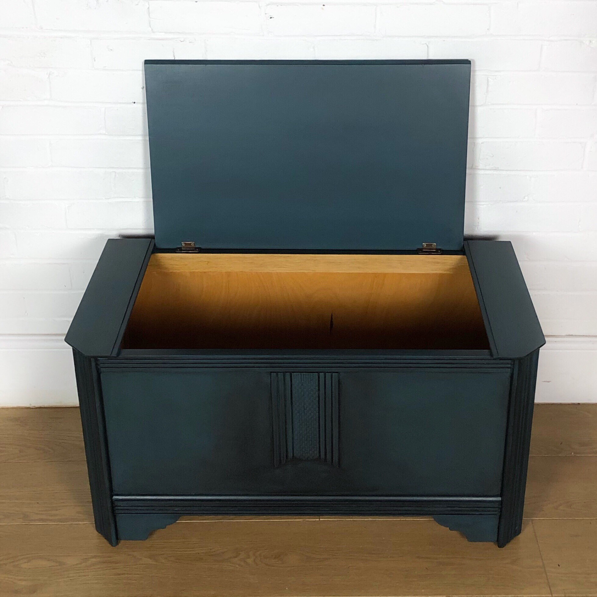 Carved Blanket Storage Box in Blue Etsy