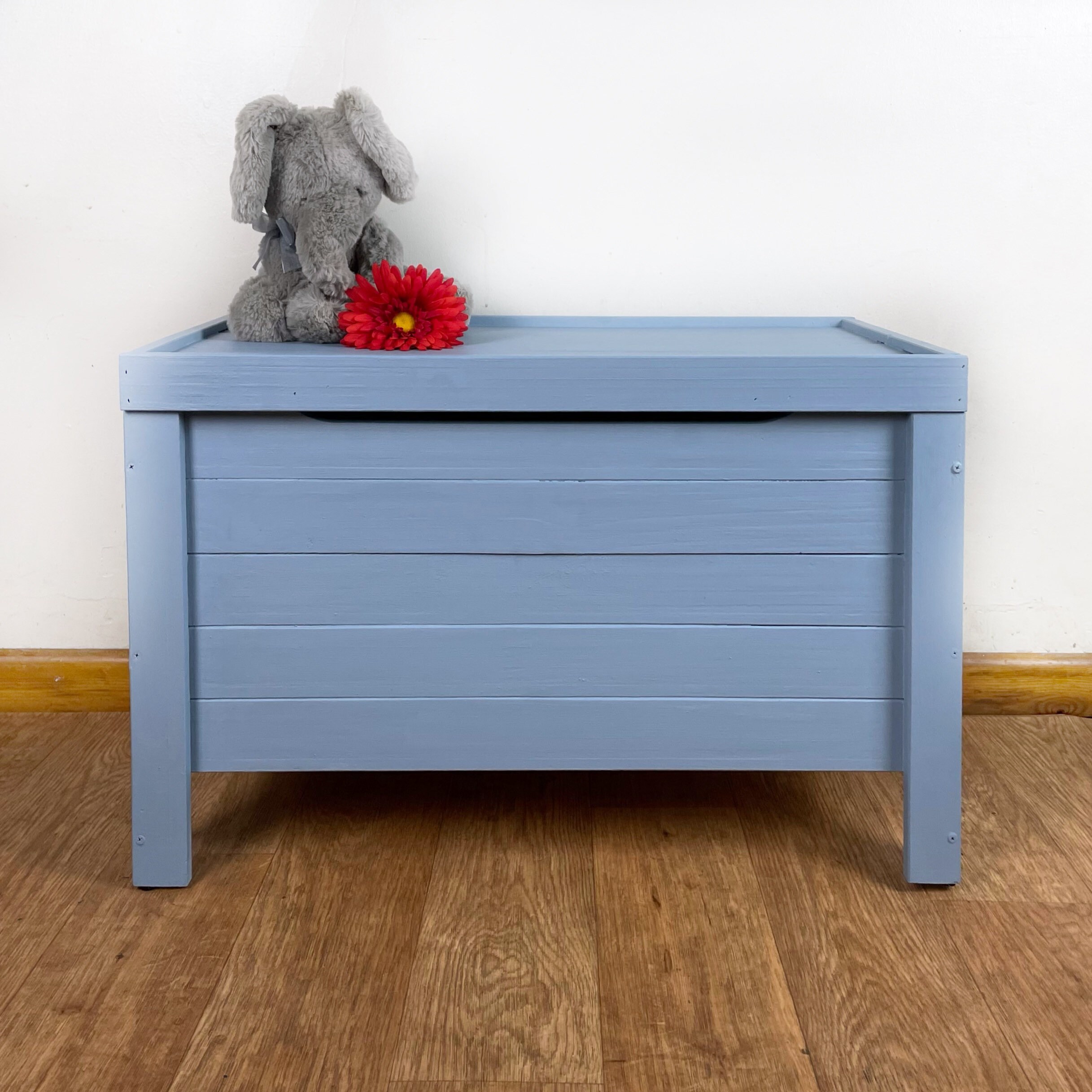 Pine Toy Storage Box in Pale Blue Etsy