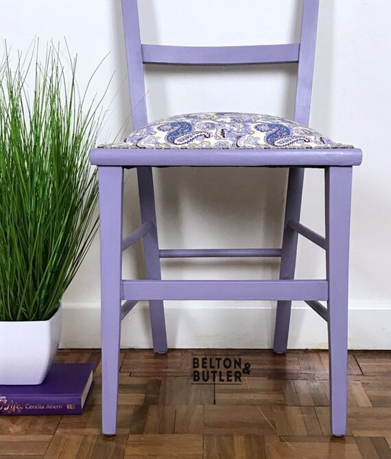 Petite Pale Purple And Paisley Bedroom Single Chair Reupholsterd Chair With Purple Paisley Print Fabric