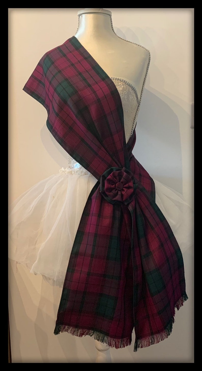 Lindsay Tartan Sash Rosette Burns Night Scottish Wedding Dress Etsy
