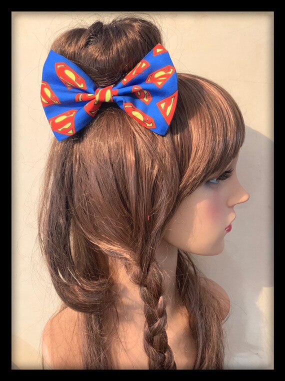 Superman Logo Bow Hair Tie Band Fabric Headband Costume Dc Etsy