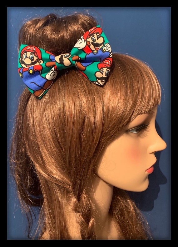 Super Mario Bros Game Bow Hair Tie Band Fabric Headband Etsy