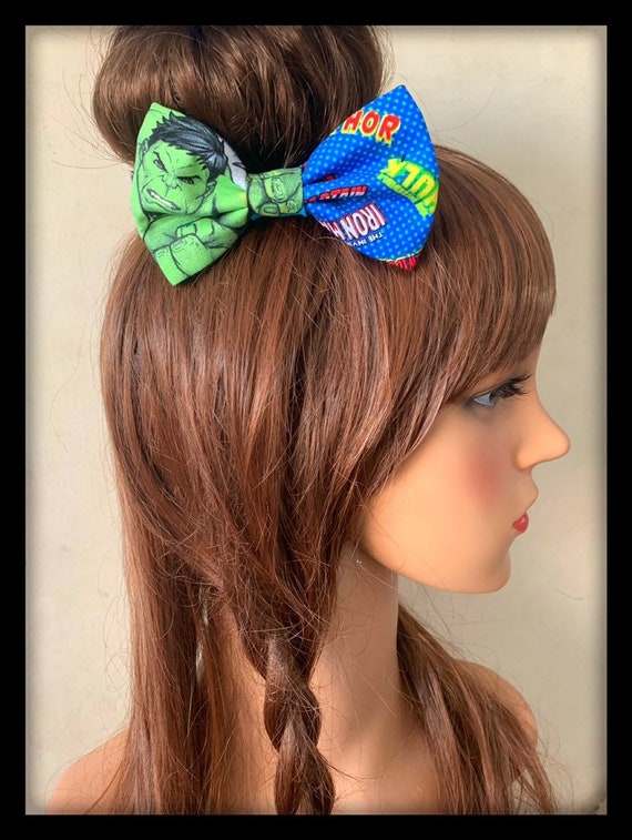 Hulk Hair Bow Hairband Tie Band Fabric Headband Costume Dc Etsy