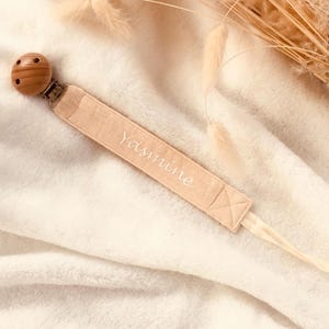 Personalized cotton gauze pacifier clip