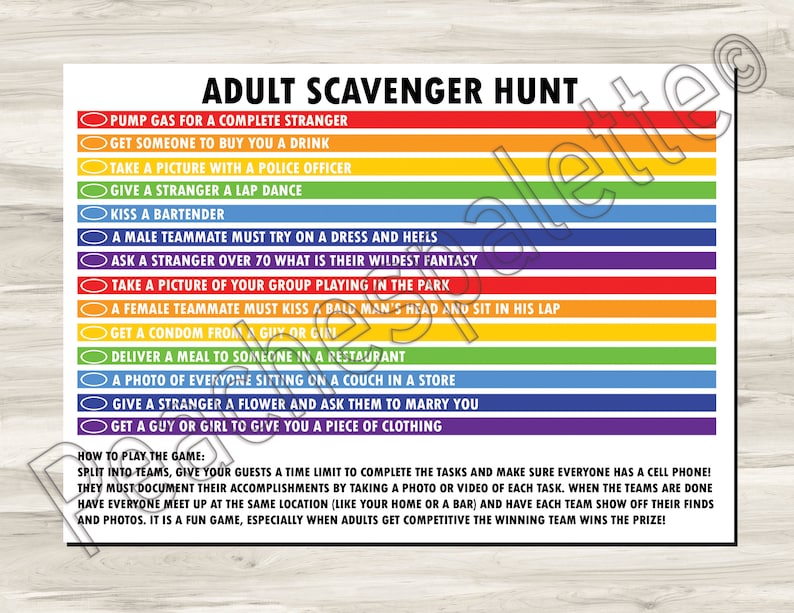 Adult Scavenger Hunt | Etsy
