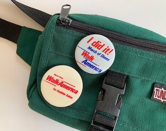 Vintage "March of Dimes - WalkAmerica" TWO (2) Pinback Buttons — Big 1.75" Pins! 80s 90s 2000s Retro