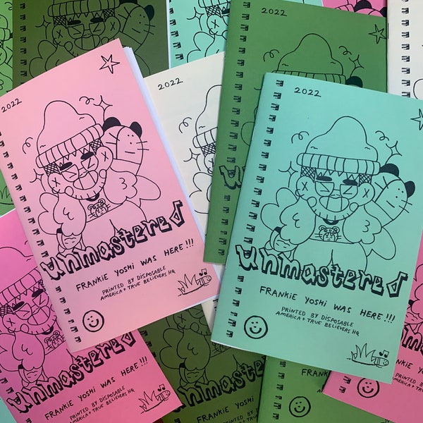 Frankie Yoshi UNMASTERED Comic Zine — All Original Comix from the Austin, TX Artist, published in 2022 by Disposable America & T.B.H.Q.!