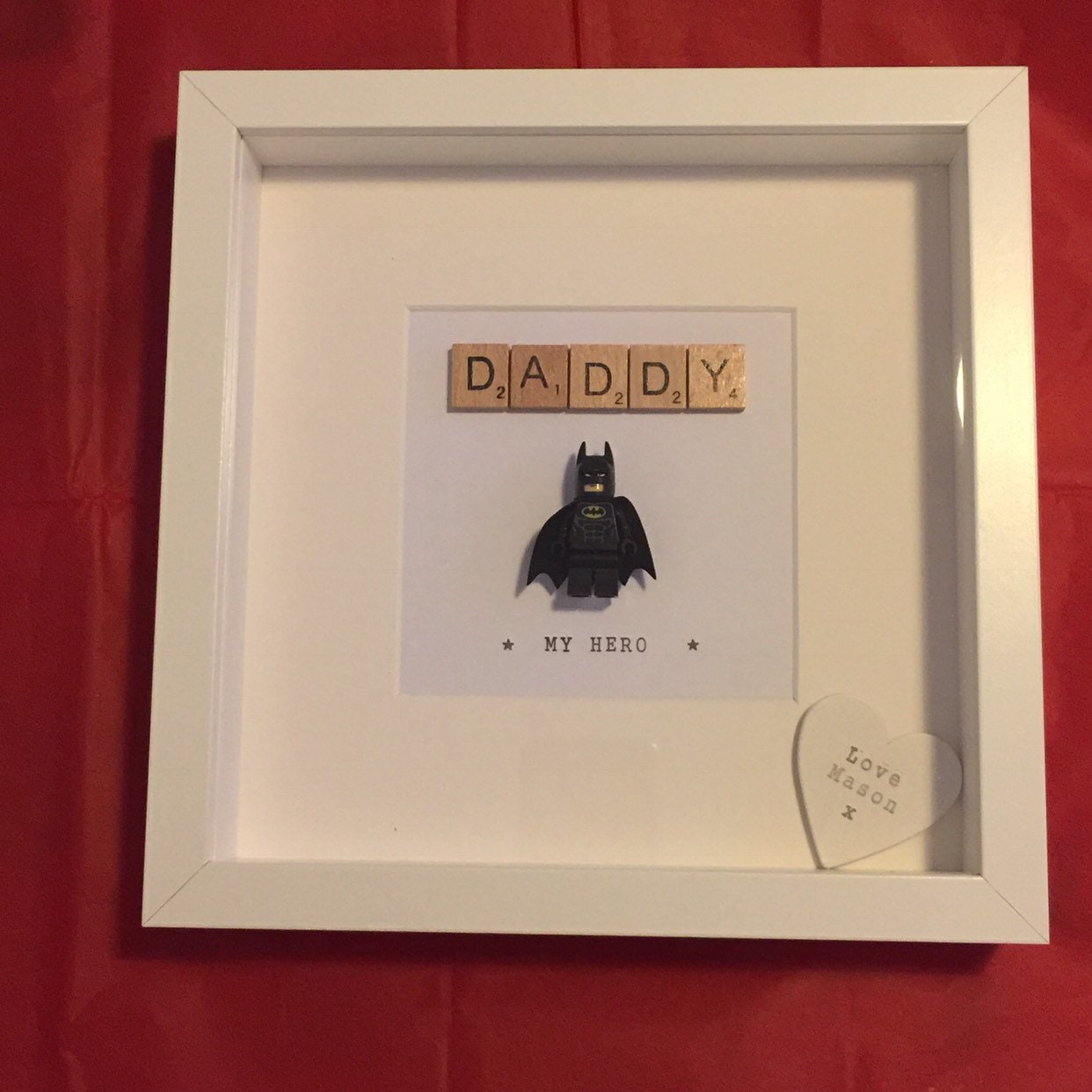 Personalised my Daddy is a Hero Frame Made With Lego Superhero