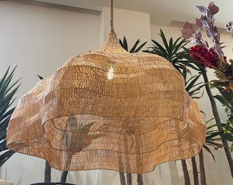 Handgemaakte Marokkaanse hanglamp | Geweven rotan plafondlamp | Boho kustlamp | Hanglamp van natuurlijke vezels