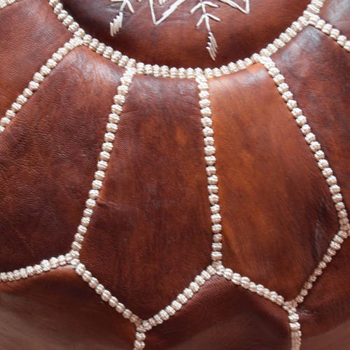 Moroccan leather, ottoman 2024 pouf, round handmade footstool ,brown pouf,pouf,moroccan,coffee chair,decorative pillow,floor pouf,floor pillow