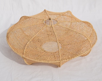 Moroccan Boho Wicker Light Fixture – Rattan Chandelier for Cozy Home Decor