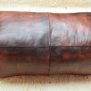 Leather pouf ottoman rectangular handmade footstool dark tan pouffe pouf chair bohemian pouf leather pouf leather gift floor pouf