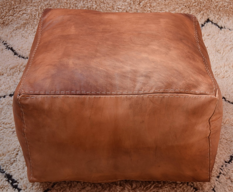 Moroccan poufs,ottoman natural with oil pouf, square handstitch Moroccan poufs,ottoman natural with oil pouf, square handstitch