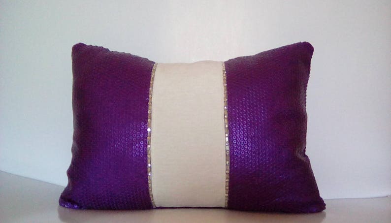 Purple Pillows Rhinestone Pillows Beaded Pillows Sequin Etsy