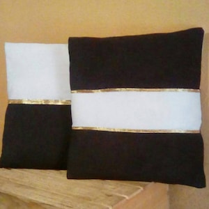 Metallic Pillows | Gold Pillows | Black Pillows | White Pillows | 16X16 inch | Throw Pillows | Pillow Covers | Black & Gold Pillows | Pillow