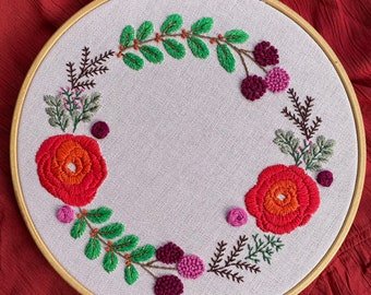 Christmas Festive embroidered hoops ready to ship