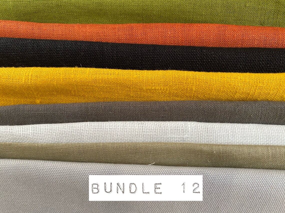 Linen fabric bundles for embroidery in different colours pre Etsy