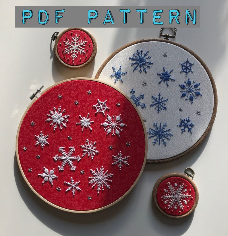 Snowflakes PDF embroidery pattern winter image 1