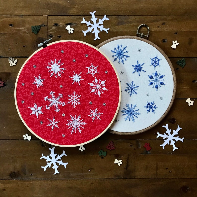 Snowflakes PDF embroidery pattern winter image 2