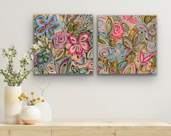 Abstract Floral Abstract Flowers Floral Painting Artwork Flower Art Contemporary Art Free Shipping Canada & USA