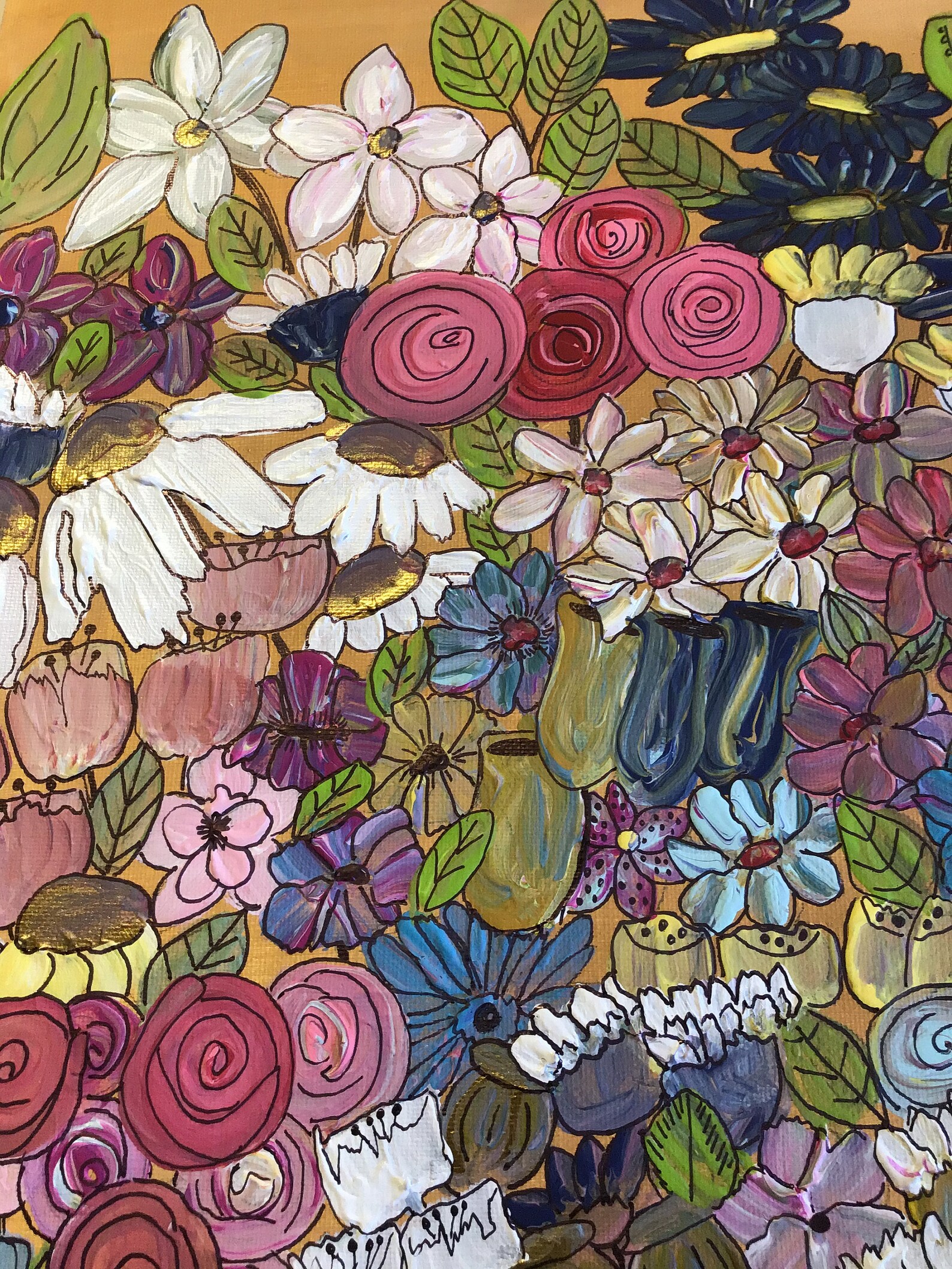 Framed Floral Painting Flower Painting Abstract Floral Etsy