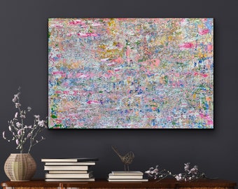 Abstract Painting Abstract Art Soft Colors Pinks Yellows Blues Original Painting Free Shipping Canada and USA Contemporary Art