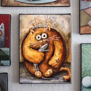 cat with mouse,  seeman cat,  Modern Art, Ivan Glock - berlin cat, big cat - Giclée print -