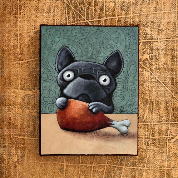 黒のフレンチブルドッグ、犬の絵、かわいい犬、フレンチブルドッグの