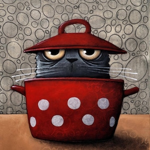 cat in pot, cat Drawing, Cute Cat, Cat cartoon, black Cat schwarze Katze