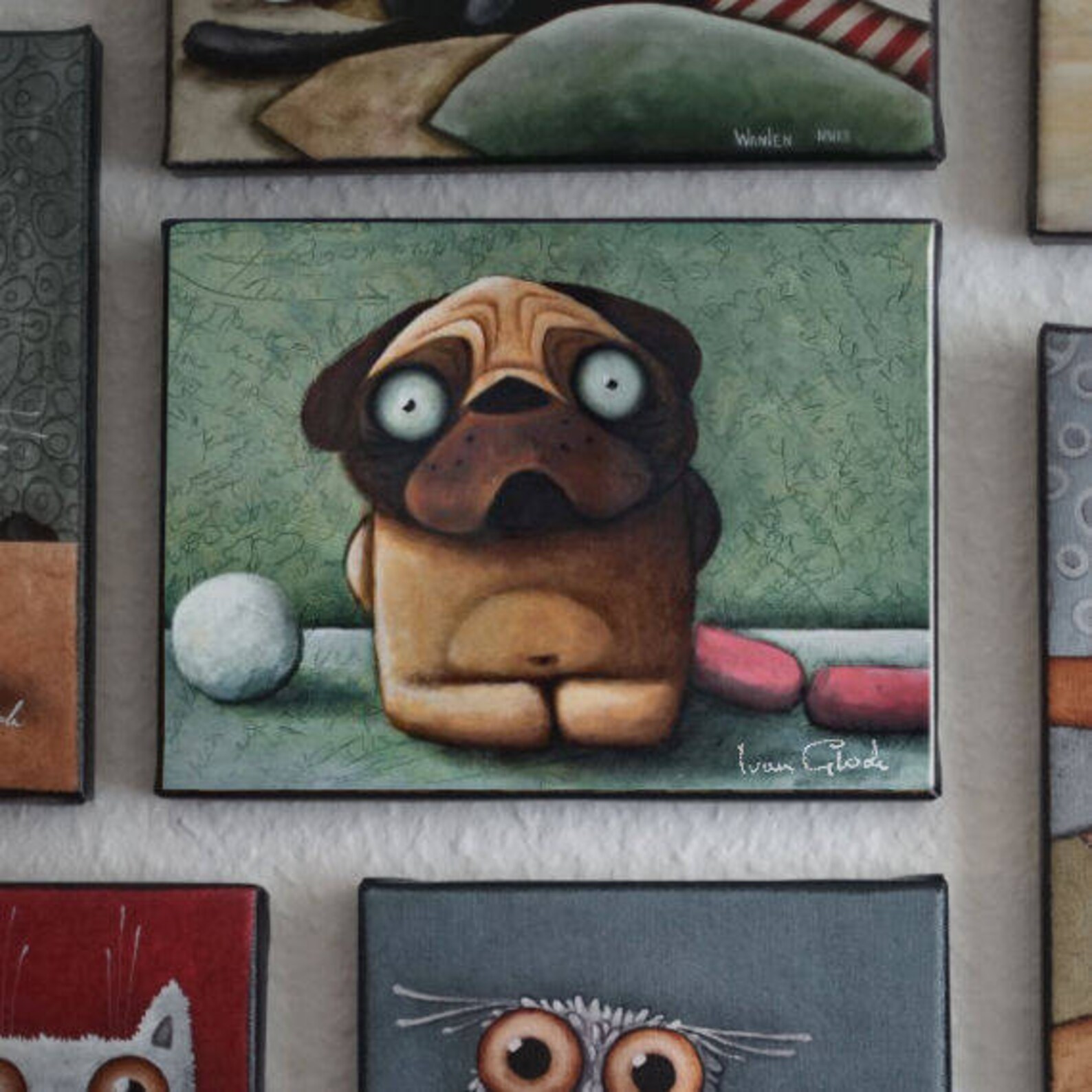 Pug With Sausage Dog Drawing Cute Dog Dog Cartoon Cute Etsy
