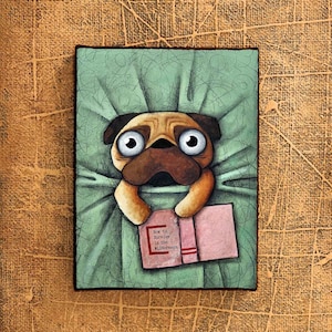 Pug in the bed, Dog Drawing, Cute Dog, Dog cartoon