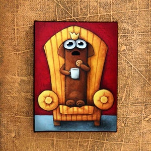 Dachshund on armchair, Art print by the Berlin artist Ivan Glock, Picture, Print