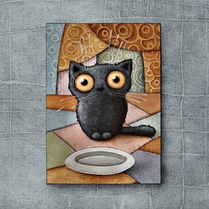 50x70cm Hungry cat, cat Drawing, Cute Cat, Cat cartoon, black Cat schwarze Katze