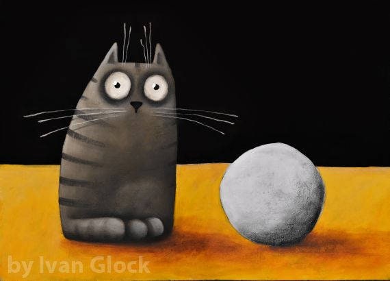 Kot Z Piłką Kot Rysunek śmieszne Kot Głupi Kot Kot Cartoon Pasiaste Kitty