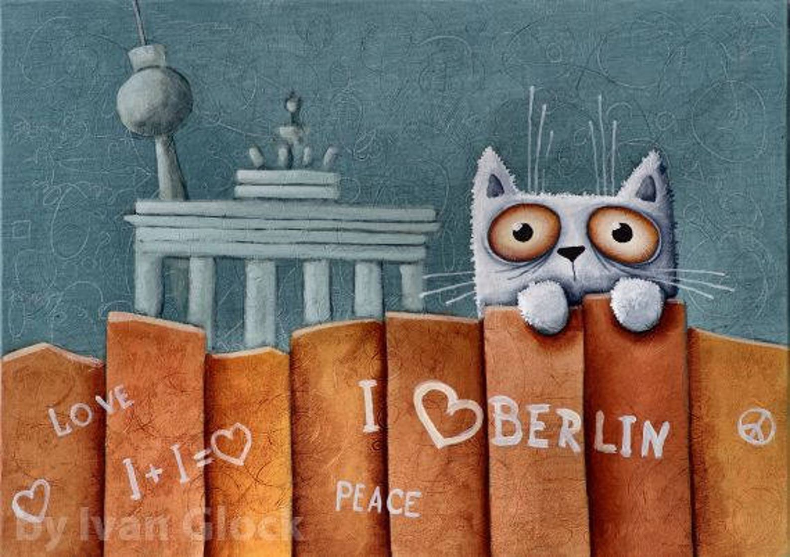 Berlin Wall Cat Print of Original Art Painting Cat Art Etsy