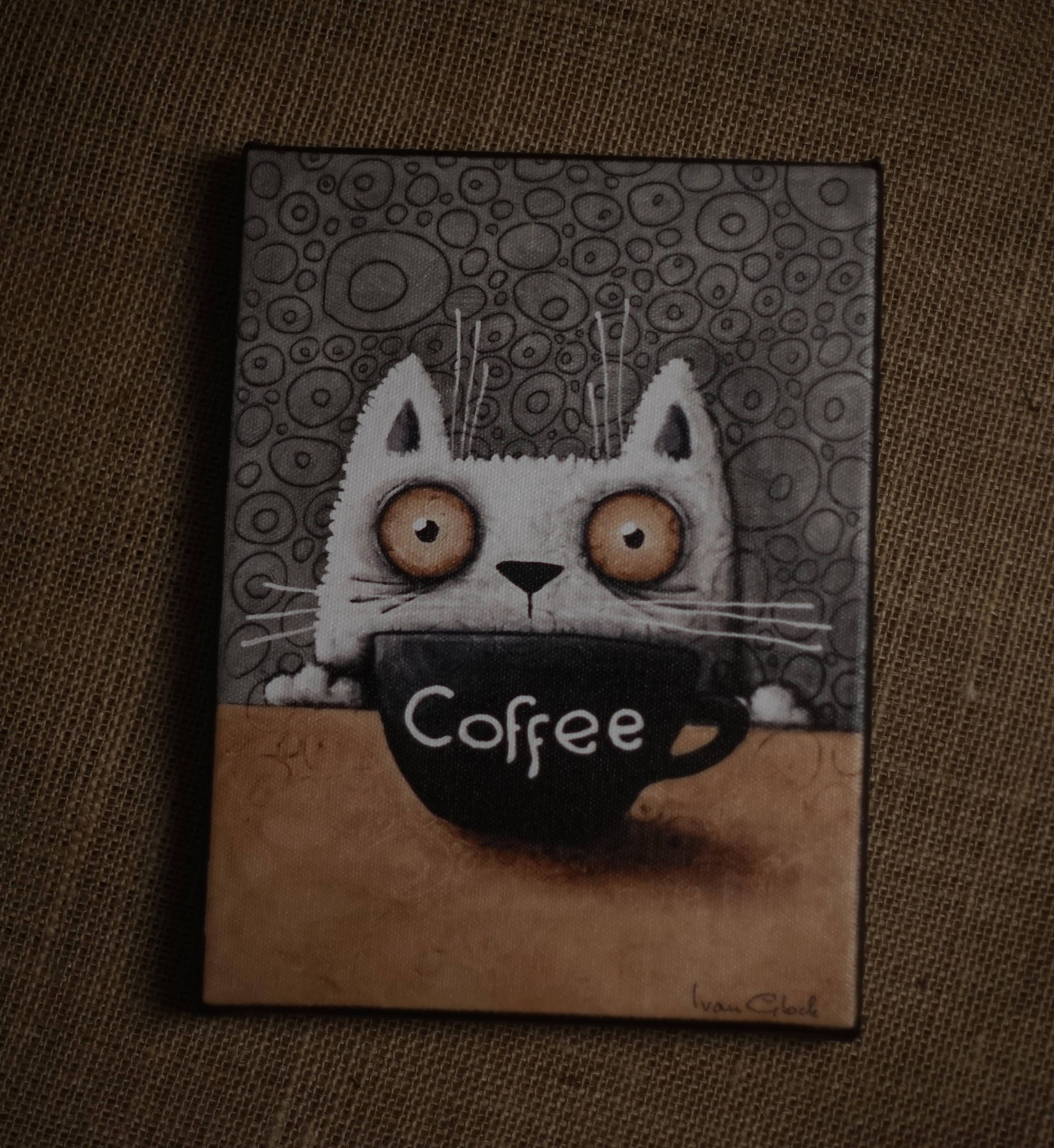 コーヒー猫、猫の絵、かわいい猫、コーヒー猫 - Etsy 日本