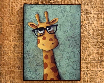 Jirafa con gafas, Art print del artista berlinés Ivan Glock, Picture Print Art Deco